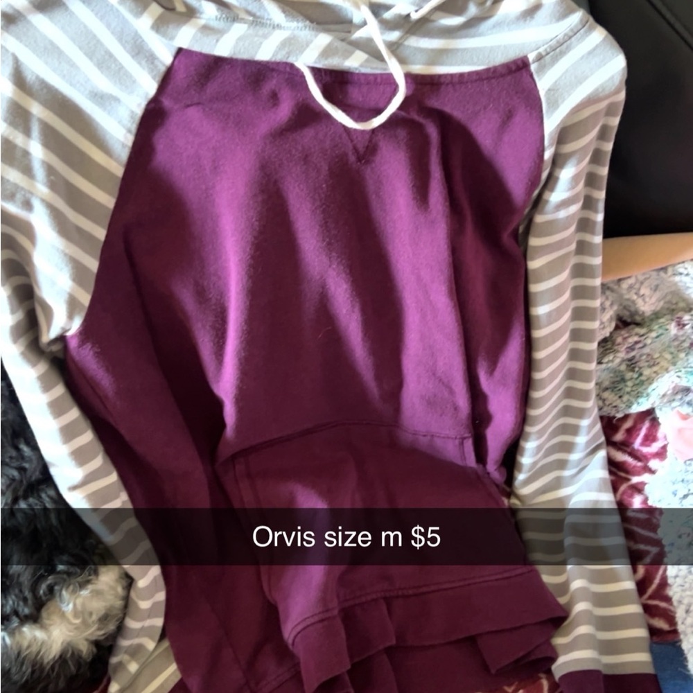 Purple and Gray Striped Hoodie